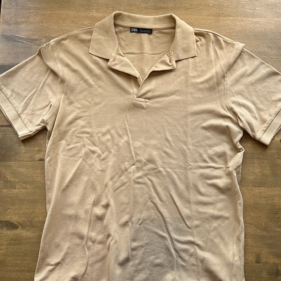 Zara Tan Short Sleeve Polo Shirt - Picture 1 of 3